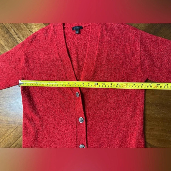 Talbots Jewel Button Cardigan Sweater Red Pockets Lightweight Stretch Size XS - Picture 5 of 8